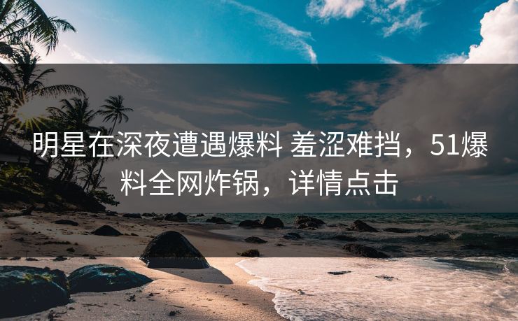 明星在深夜遭遇爆料 羞涩难挡，51爆料全网炸锅，详情点击
