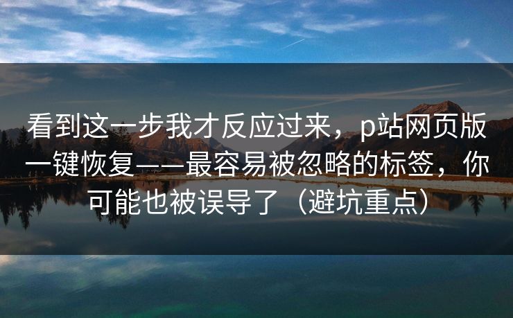 看到这一步我才反应过来,p站网页版一键恢复——最容易被忽略的标签,你可能也被误导了(避坑重点) 看到这一步我才反应过来,p站网页版一键恢复——最容易被忽略的标签,你可能也被误导了(避坑重点)